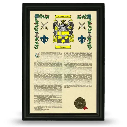 Flamme Armorial History Framed - Black