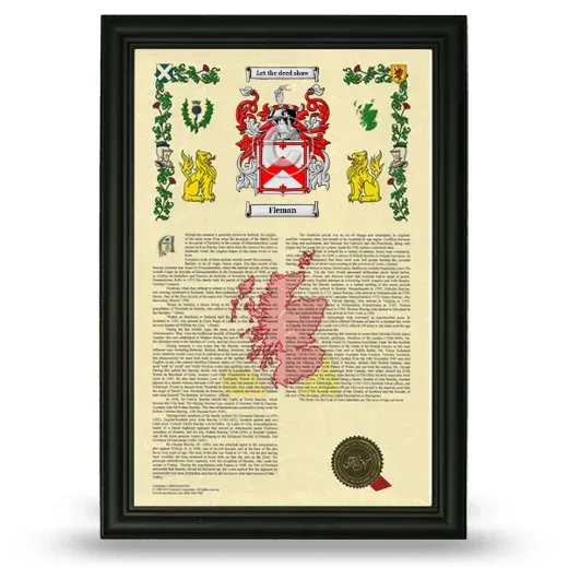 Fleman Armorial History Framed - Black