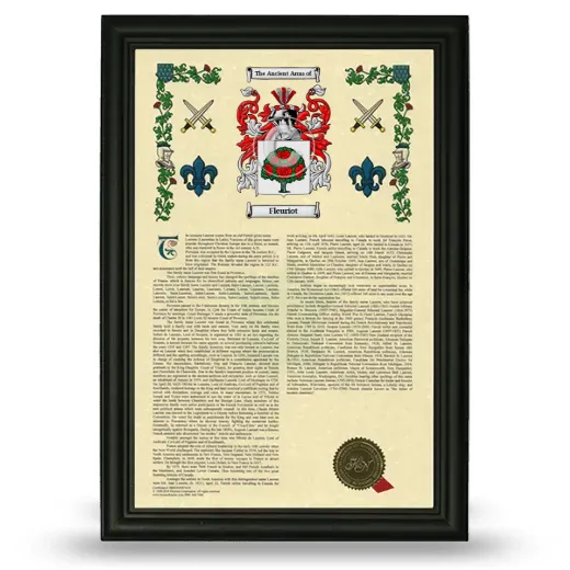 Fleuriot Armorial History Framed - Black