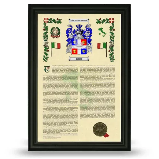 Flores Armorial History Framed - Black