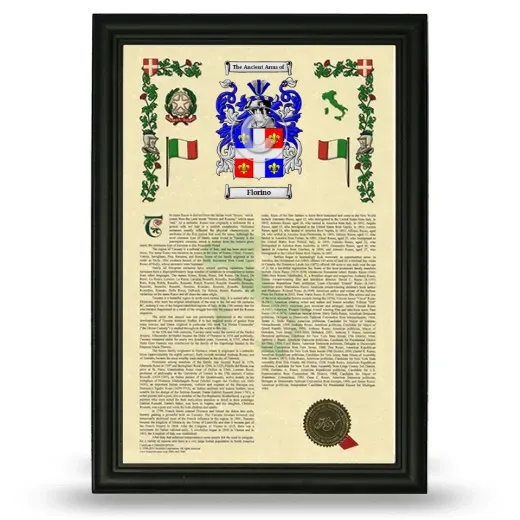 Florino Armorial History Framed - Black