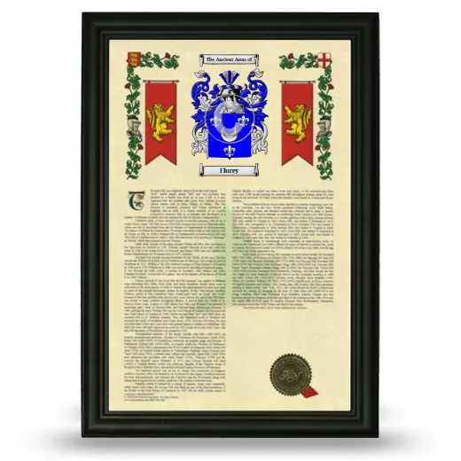 Flurey Armorial History Framed - Black