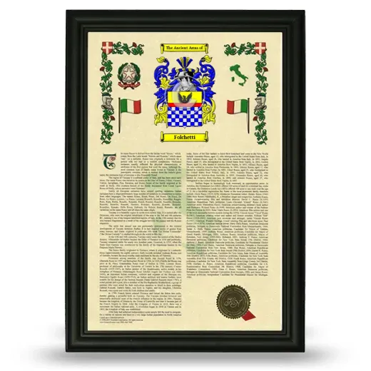 Folchetti Armorial History Framed - Black