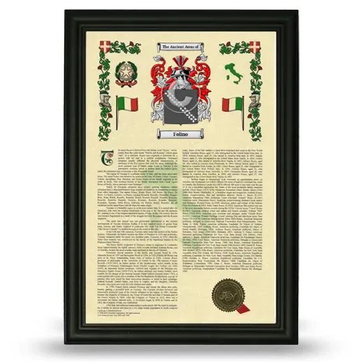 Folino Armorial History Framed - Black