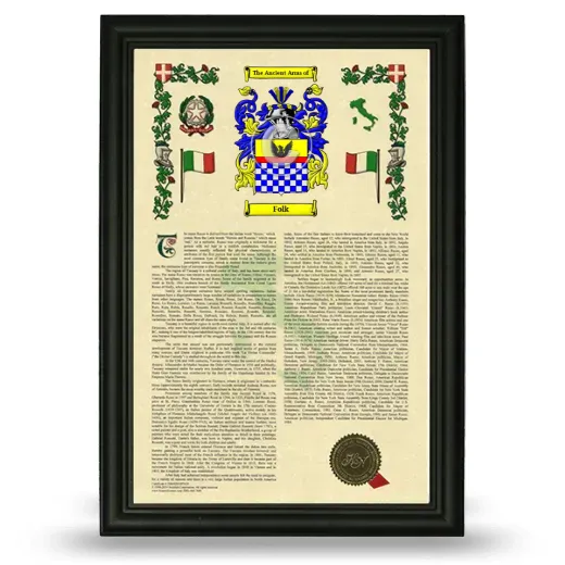 Folk Armorial History Framed - Black