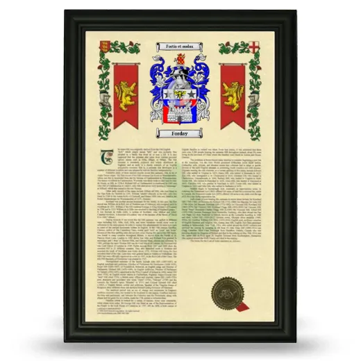 Forday Armorial History Framed - Black