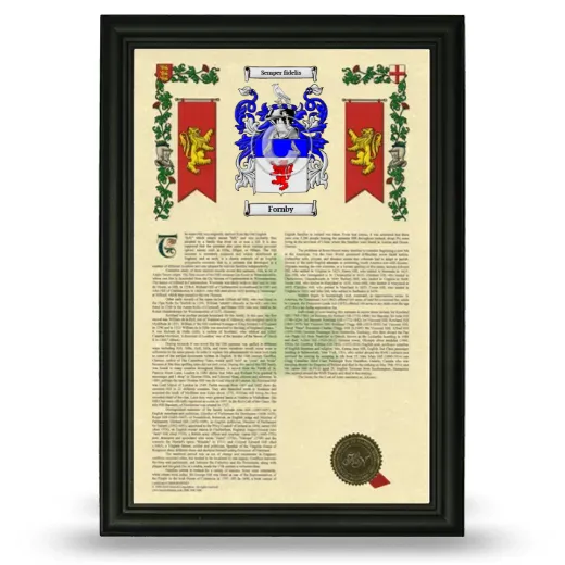 Fornby Armorial History Framed - Black