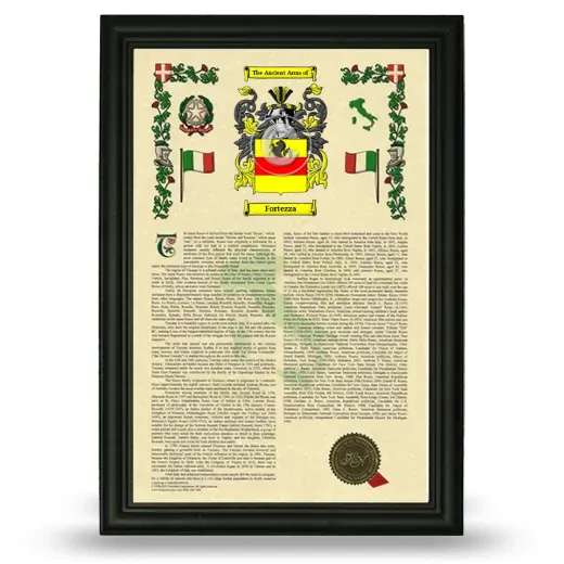 Fortezza Armorial History Framed - Black