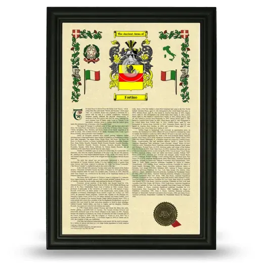 Fortino Armorial History Framed - Black