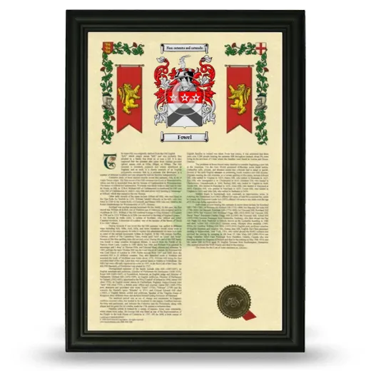 Fowel Armorial History Framed - Black