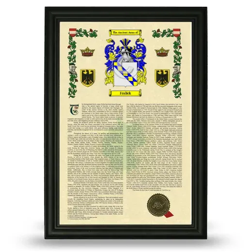 Fralick Armorial History Framed - Black