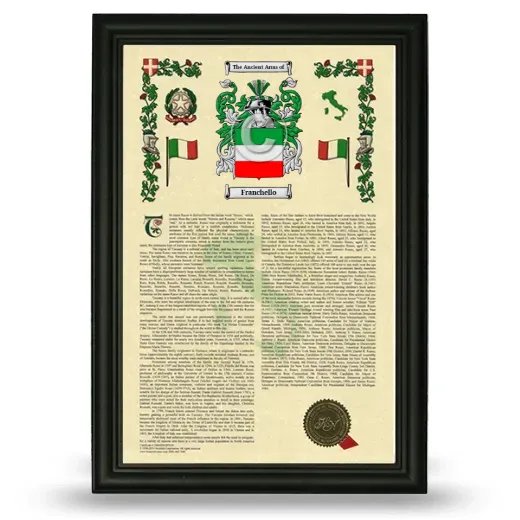Franchello Armorial History Framed - Black