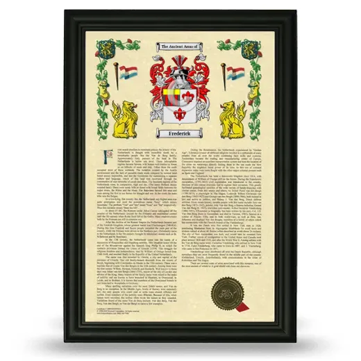 Frederick Armorial History Framed - Black