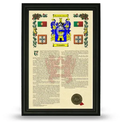 Frenandez Armorial History Framed - Black