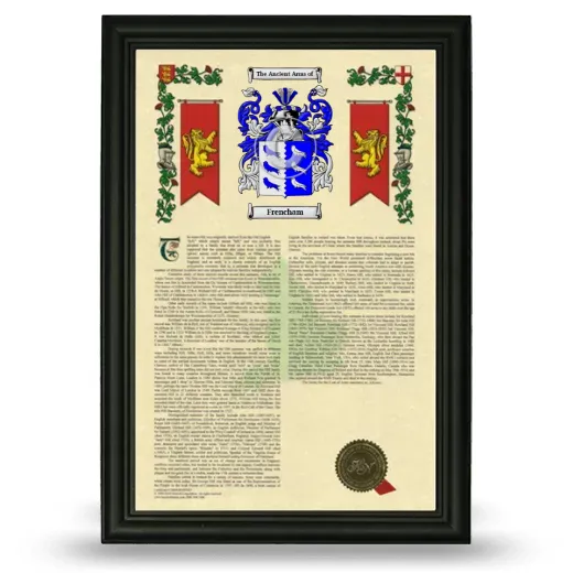Frencham Armorial History Framed - Black