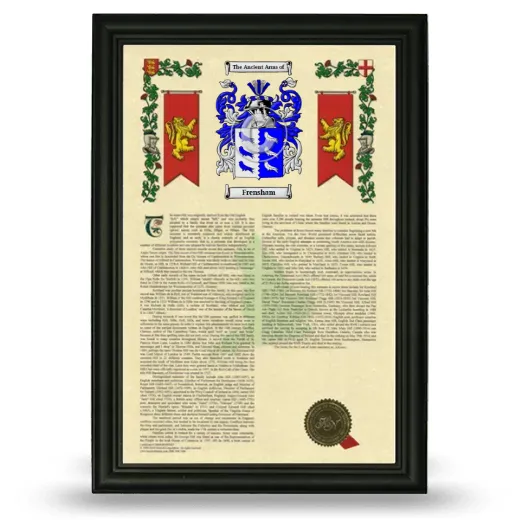 Frensham Armorial History Framed - Black