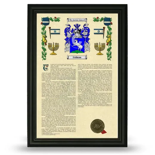 Fridman Armorial History Framed - Black