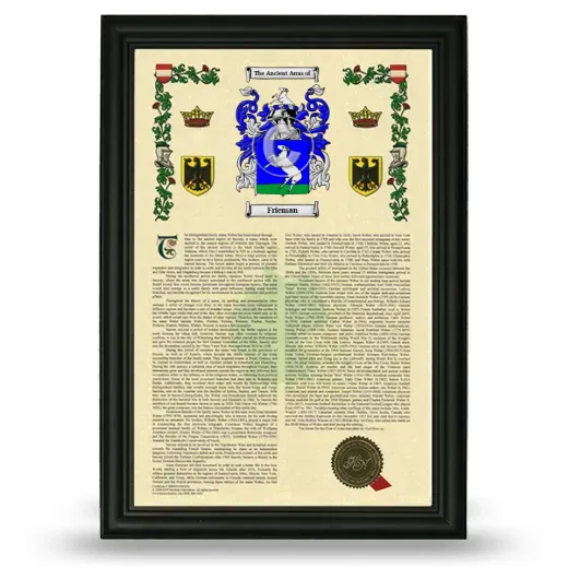 Frieman Armorial History Framed - Black