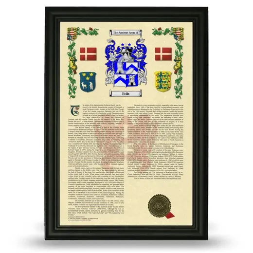 Friis Armorial History Framed - Black