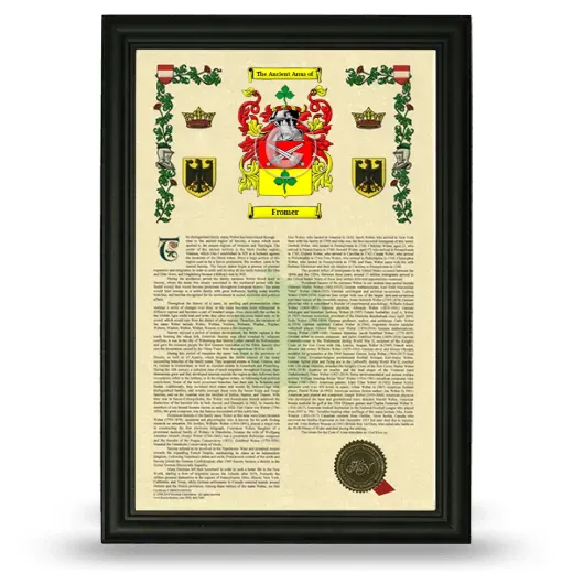 Fromer Armorial History Framed - Black