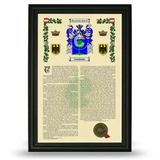 Froschauer Armorial History Framed - Black