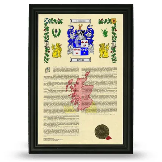 Fryslie Armorial History Framed - Black