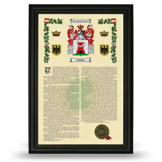 Furman Armorial History Framed - Black