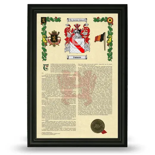 Furness Armorial History Framed - Black
