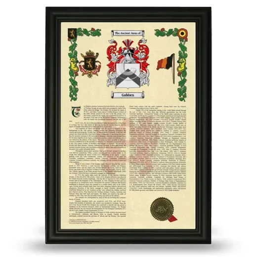 Gabben Armorial History Framed - Black