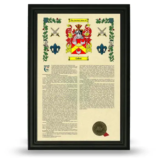 Gabot Armorial History Framed - Black