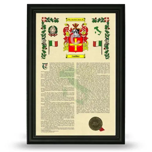 Gaddini Armorial History Framed - Black