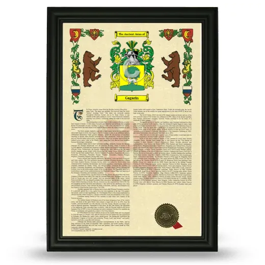 Gagarin Armorial History Framed - Black