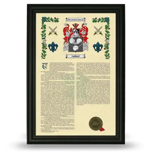 Gaillard Armorial History Framed - Black