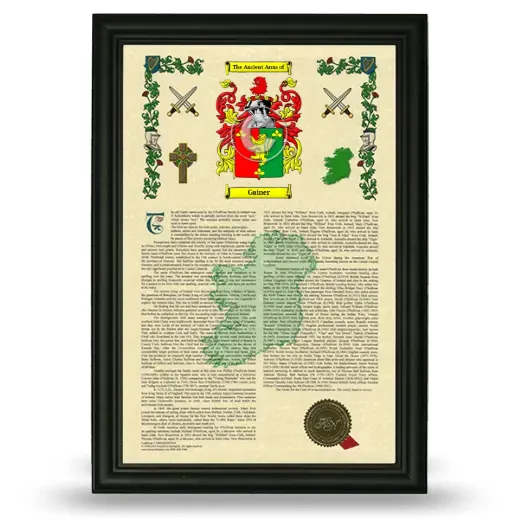 Gainer Armorial History Framed - Black