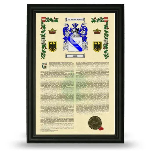 Gald Armorial History Framed - Black