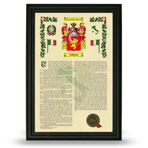 Gallarini Armorial History Framed - Black