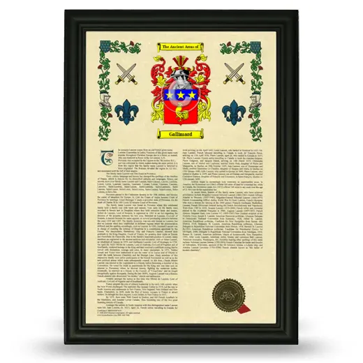 Gallimard Armorial History Framed - Black