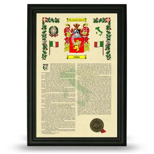 Gallon Armorial History Framed - Black