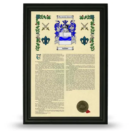 Galtiee Armorial History Framed - Black