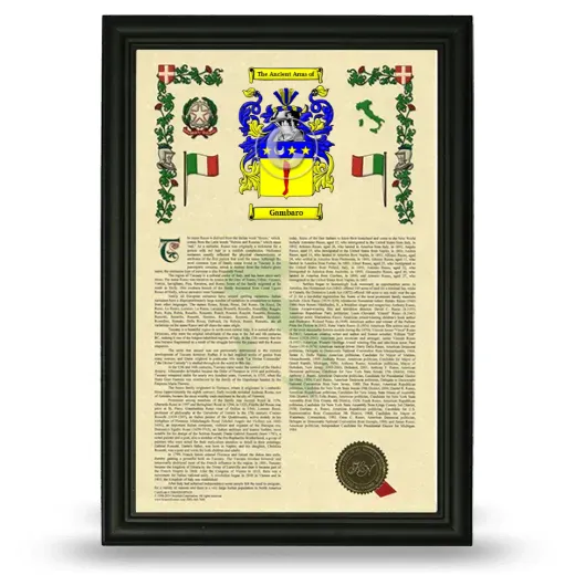 Gambaro Armorial History Framed - Black