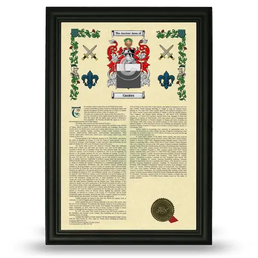 Gantes Armorial History Framed - Black