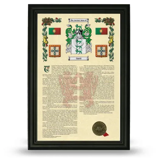 Garci Armorial History Framed - Black