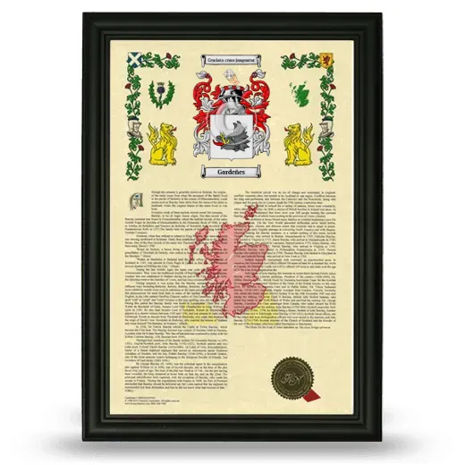 Gardeñes Armorial History Framed - Black