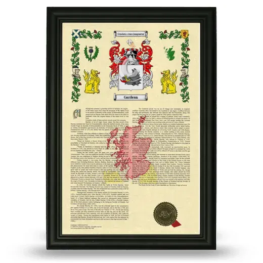 Gardean Armorial History Framed - Black
