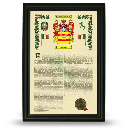 Garlano Armorial History Framed - Black