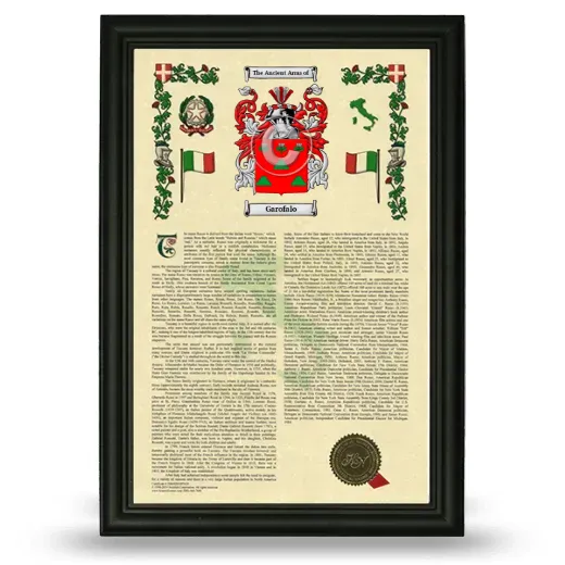Garofalo Armorial History Framed - Black