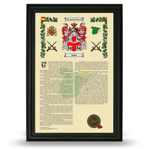 Garro Armorial History Framed - Black