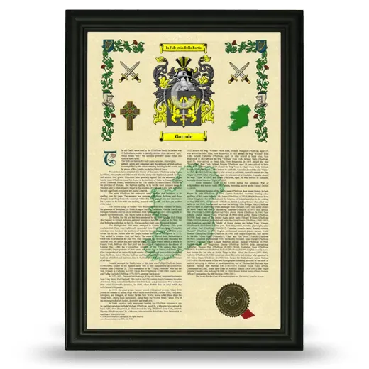 Garrole Armorial History Framed - Black
