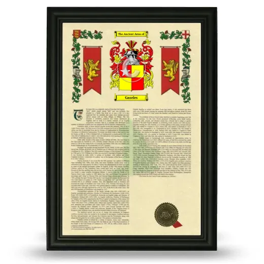 Gaseles Armorial History Framed - Black