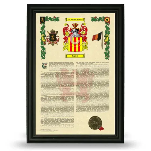 Gastel Armorial History Framed - Black